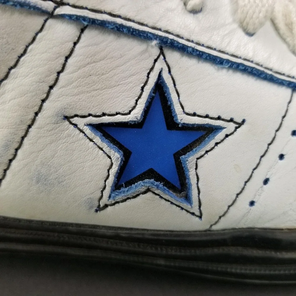 Converse One Star Low Top White Blue Leather Distress Sneakers **Possible W8 M6 - Picture 6 of 10